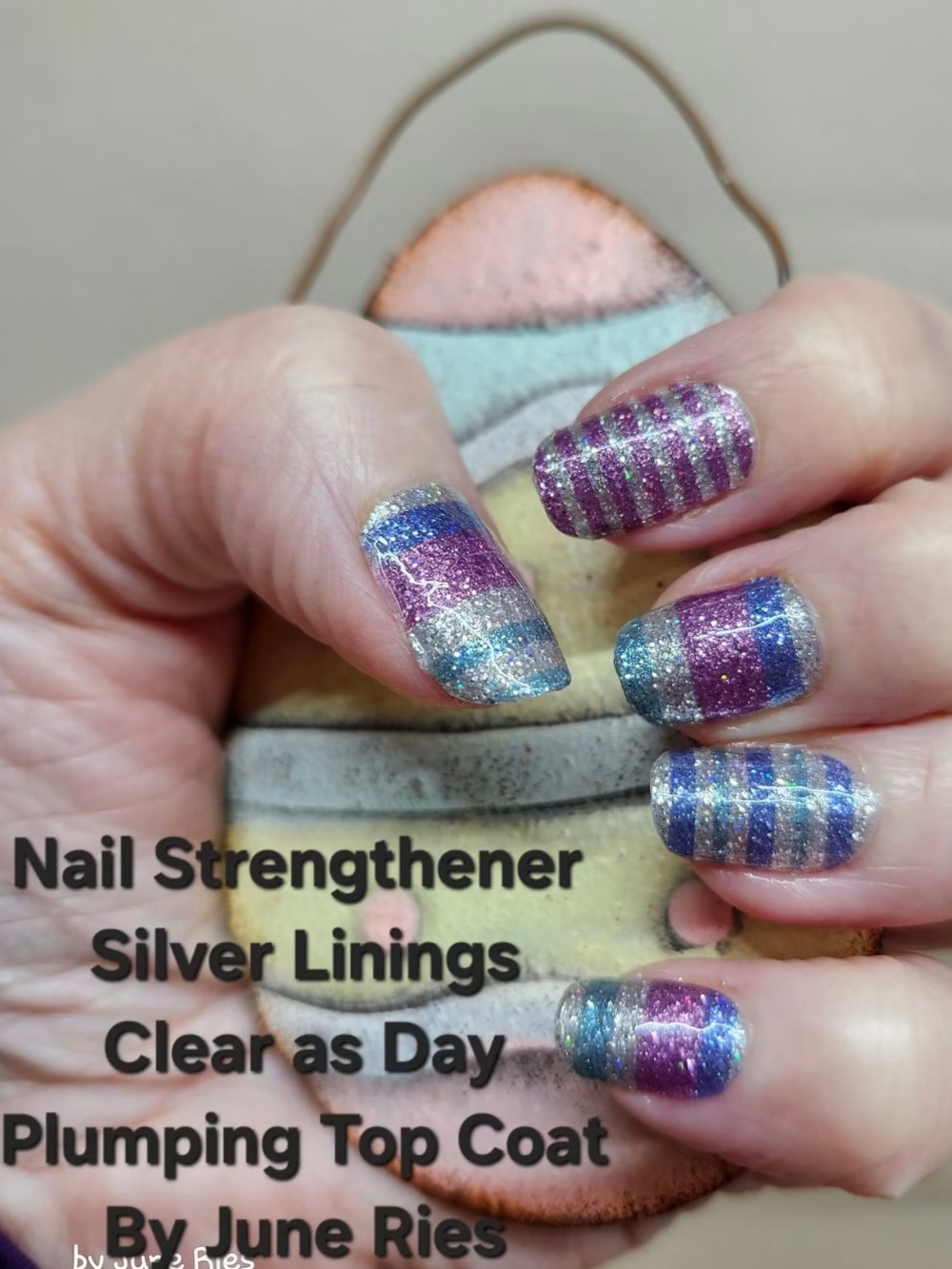 *Exclusive* Color Street: Silver Linings | Stripes Glitter Blue Turquoise Pink - Picture 7 of 10